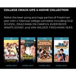 College Crack-Ups 4-Movie Collection HD Vudu/FAH