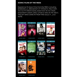 10 Iconic Films of the 1960s HD Vudu/FAH