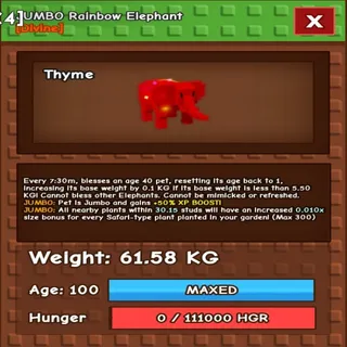 🔥|FLASH SALE!| +60KG RAINBOW HATCHED ELEPHANT / Hatched Elephant - GIANT | HUGE | BIG SIZE | TITANIC - Grow A Garden - GAG ⭐