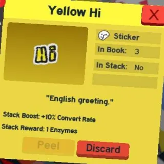 3x Yellow Hi Stickers : Bee Swarm Simulator (BSS)