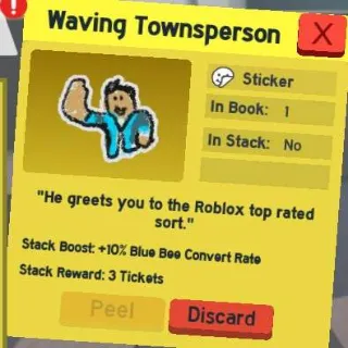 1x Waving Townsperson Sticker BSS
