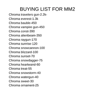 my mm2 buying list