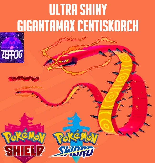 6IV Ultra Shiny Centiskorch Gigantamax Pokemon Sword and Shield Square Shiny 