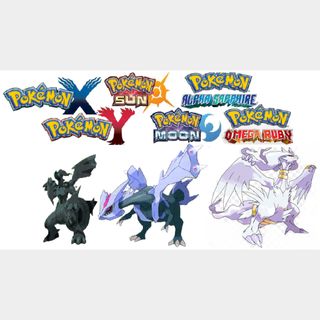 Zekrom, Reshiram & shiny Kyurem Pokemon X, Y, Omega Ruby & Alpha