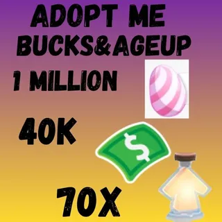 bucks and age up potions and candy eggs-adopt me