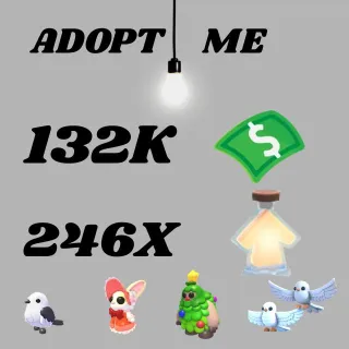 132K Bucks And 246X Potions And 50X Random Pets - Adopt Me