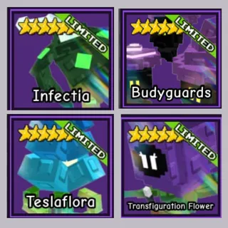 Infectia, Teslaflora, Budyguards, Transfiguration Flower | GTD BUNDLE |Garden Tower Defense