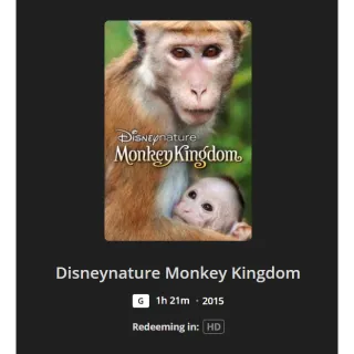 Disneynature Monkey Kingdom HD MA