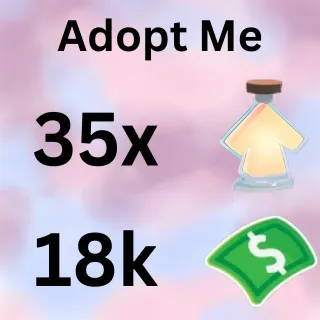 18k Bucks and 35X Age Up Potion - Adopt me