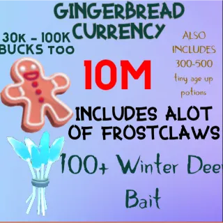 10 MILLION GINGERBREAD ADOPT ME CHRISTMAS EVENT 400-600 TINY AGE-UP POTION 150+ WINTER DEER BAIT FREE FROSTCLAWS 30K-100k BUCKS