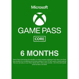 XBOX Game Pass Core 6 Months Subscription Card IN