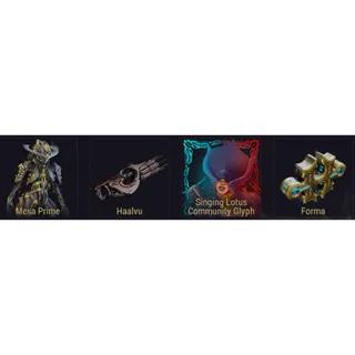 Warframe Twitch Drops✅4 items✅Mesa Prime + Haalvu + Forma + Singing Lotus