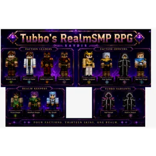 Minecraft  13 SKINS✅Tubbo's RealmSMP RPG✅