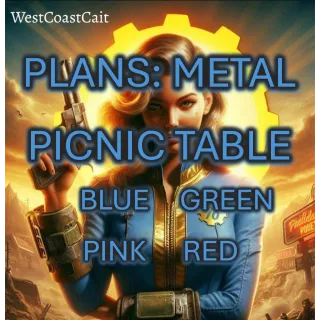 Plans: Metal Picnic Table Blue, Green, Pink, Red