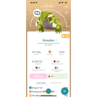 Pokemon GO | Shiny Groudon level 50, 3 moves  | 24/7 Fast & Safe