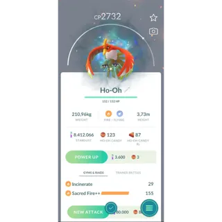 Pokemon GO| APEX Ho-olevel 40  , 3 move | Trade instantly