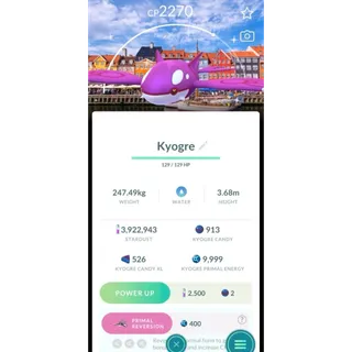 Shiny Kyogre |Denmark|Chicago Background Level 50 3 move + Cover Stardust if u need | 24/7 Fast & Safe