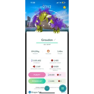Shiny Groudon Chicago Background Level 50 3 move + Cover Stardust if u need | 24/7 Fast & Safe