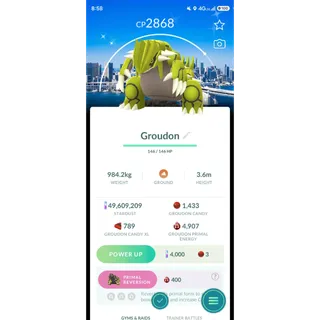 Shiny Groudon Tokyo Background Level 50 3 move + Cover Stardust if u need | 24/7 Fast & Safe