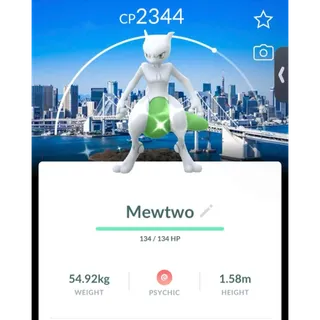 Shiny Mewtwo Tokyo|Denmark|Chicago Background Level 50 3 move + Cover Stardust if u need | 24/7 Fast & Safe