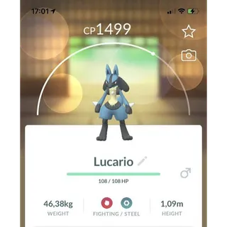 Lucario Non-Shiny Level 50 3 move sure lucky
