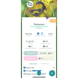 Pokemon GO | Shiny Rayquaza Level 50, 3 move have Dragon Ascent| 24/7 Fast & Safe