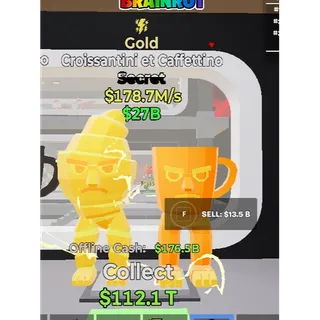 Fortnite Steal The Brainrot Gold Croissantini et Caffettino