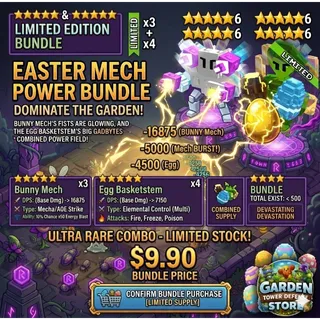 Bunny Mech - Egg BasketStem 🔥 Garden Tower Defense