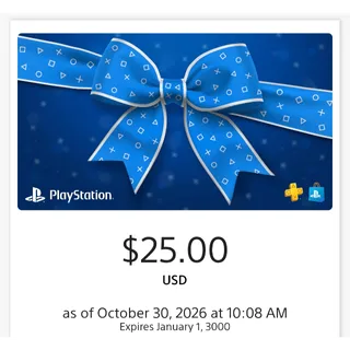 $25.00 USD PlayStation Store