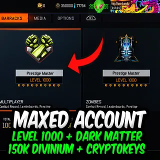 BO3 | Black ops 3 | Level 1000 + 150k LIQUID DIVINIUM & CRYPTOKEYS + Dark Matter + UNLOCK ALL (ALL SPECIALIST) *PS4/5*