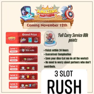 Amazing Partners Ship Event , 3 Slot Full Carry Service 80k Points Guaranteed per Slot RUSH WITHIN 24 HOURS 