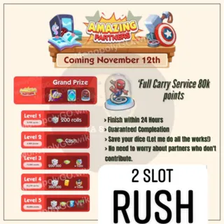 Amazing Partners Ship Event , 2 Slot Full Carry Service 80k Points Guaranteed per Slot RUSH WITHIN 24 HOURS 