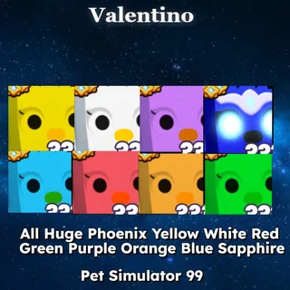 all Huge Phoenix Red Yellow Blue Orange Green Purple White Sapphire