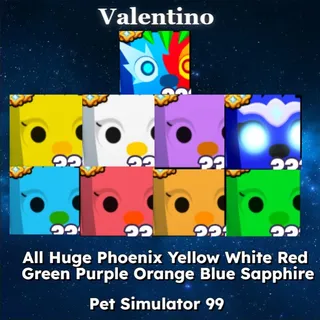 all Huge Phoenix Red Yellow Blue Orange Green Purple White Sapphire