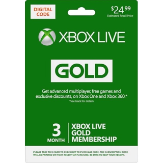 XBOX LIVE GOLD 3 MONTH(use code MGLMMO25 to save 5 dollar) - Xbox Live ...