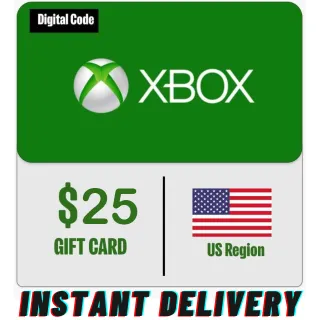 $25.00 USD Xbox Gift Card