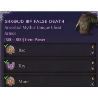 Diablo 4 S11 RUNE (Bac*12,Kry*12.Moni*12) 2 stacks Shroud of false death Diablo IV