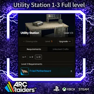 Utility Station1-3 Full level ARC Raiders | Most Affordable Price | Fast & Safe Delivery| 24/7 Support