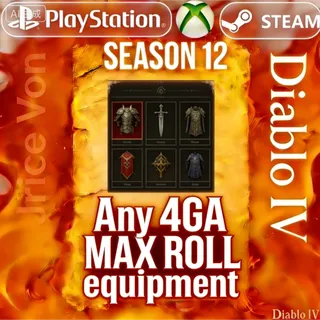 Diablo IV S12 Any 1-4 GA MAX ROLL equipment  Diablo 4