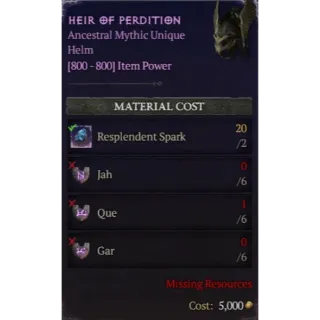 Diablo 4 | S11 | Rune | x12 Jah, x12 Que, x12 Gar | 2 Set Rune Heir Of Perdition