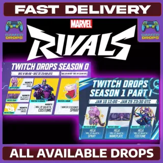 Marvel Rivals TWITCH DROPS - ALL AVAILABLE - 8 DROPS - FAST DELIVER - Season 0+1