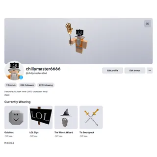 Stacked Account I Tix Swordpack I Octoblox I Cool Thing I LOL Sign I XD I NoobTube I Roll I ¬_¬ I Wisest Wizard I 3.7k Rap+++