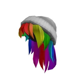 White Beanie with Rainbow Hair - Limited
