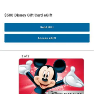 $1000 USD Disney eGiftcards 2 X 500$ AUTODELIVERY