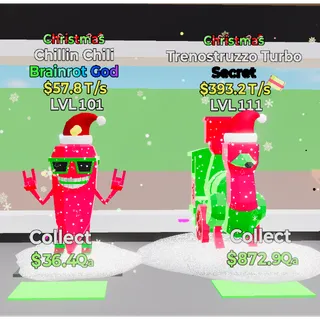 Christmas Chillin Chili + Trenostruzzo Turbo Rare Steal The Brainrot