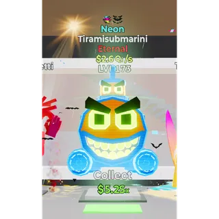 Neon Tiramisubmarini Steal The Brainrot 2.6QI 