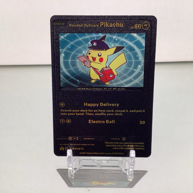 Special Delivery Pikachu Black Proxy Card - Trading Cards