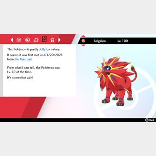 ✨ Shiny Solgaleo ✨ Pokemon Sword and Shield ✨ Max Stats - Game Items -  Gameflip