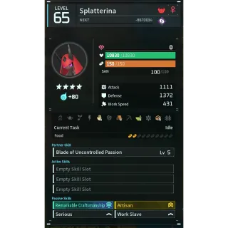 Palworld: splatterina (worker)(god-roll) | Pal World | Pals