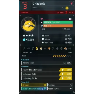 grizzbolt  modded (worker) pal palworld